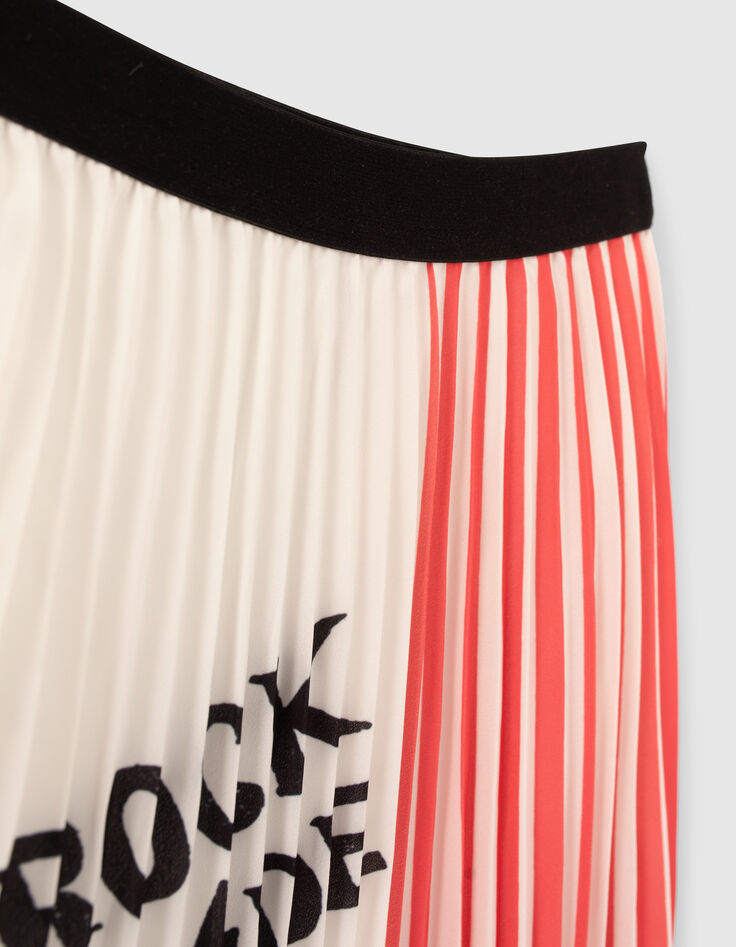 Jupe longue blanche rayée rouge plissée fille-6