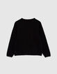 Pull noir tricot Intarsia message fille-3