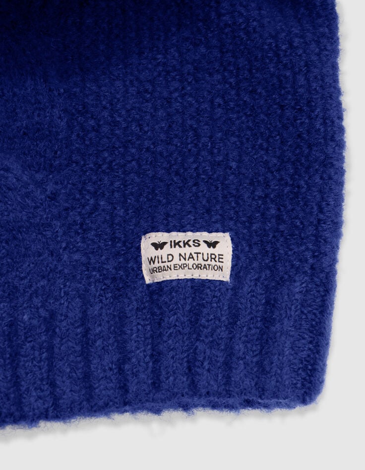Pull bleu col roulé tricot à torsades fille-5 Pull bleu col roulé tricot à torsades fille-5