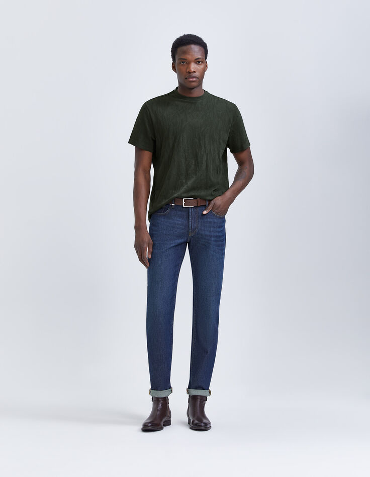Kaki T-shirt jacquard camouflagemotief Heren-4