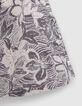 Gebloemde maxi meisjesjurk in ecru jacquard-4