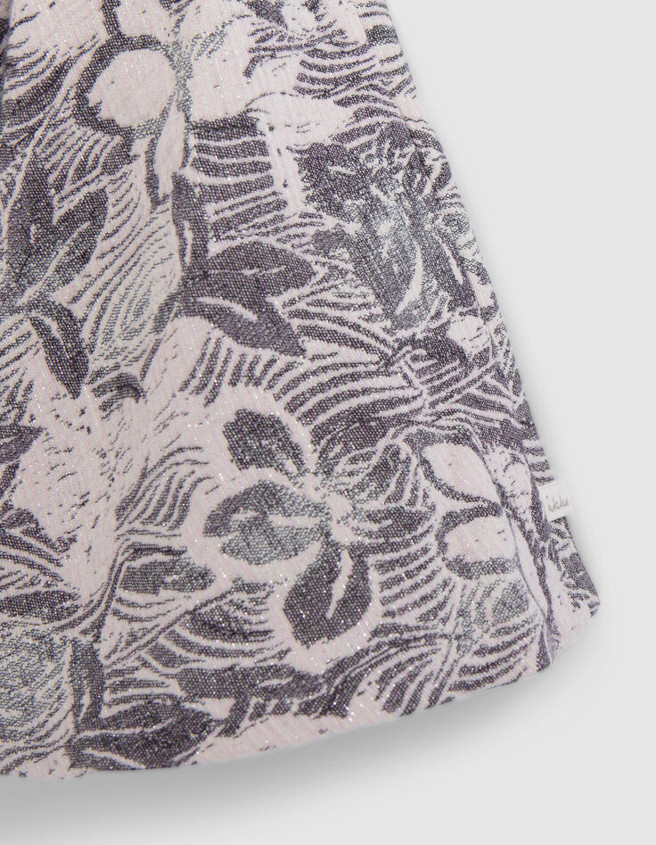 Gebloemde maxi meisjesjurk in ecru jacquard-4