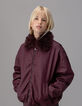 Girls’ burgundy jacket with detachable fur-lined collar-1