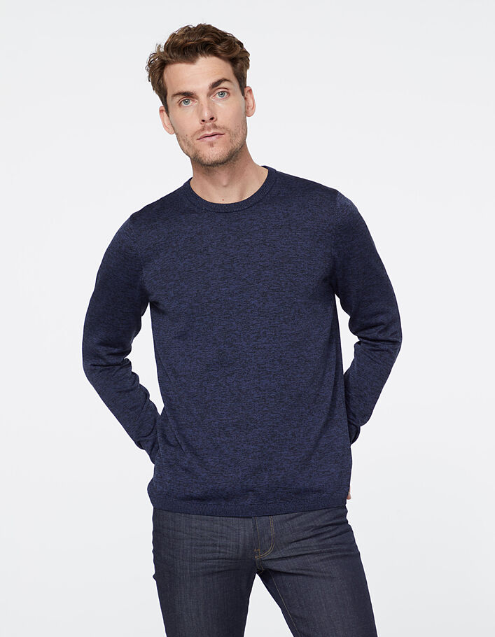 Men's navy mouliné knit sweater - IKKS
