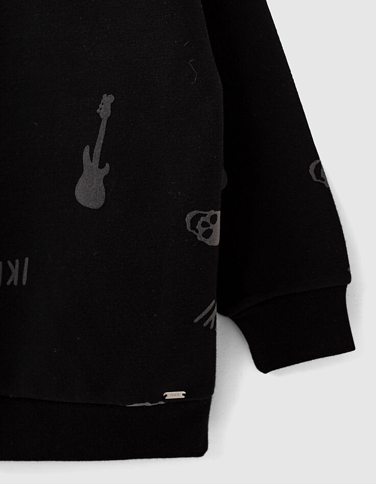Boys’ black sweatshirt with skull and musical note-4
