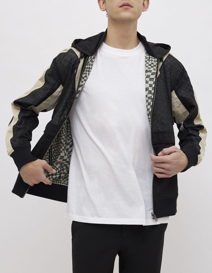 Blouson réversible noir et damier Homme-2