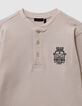 Boys’ white waffle T-shirt with embroidery front and back-5