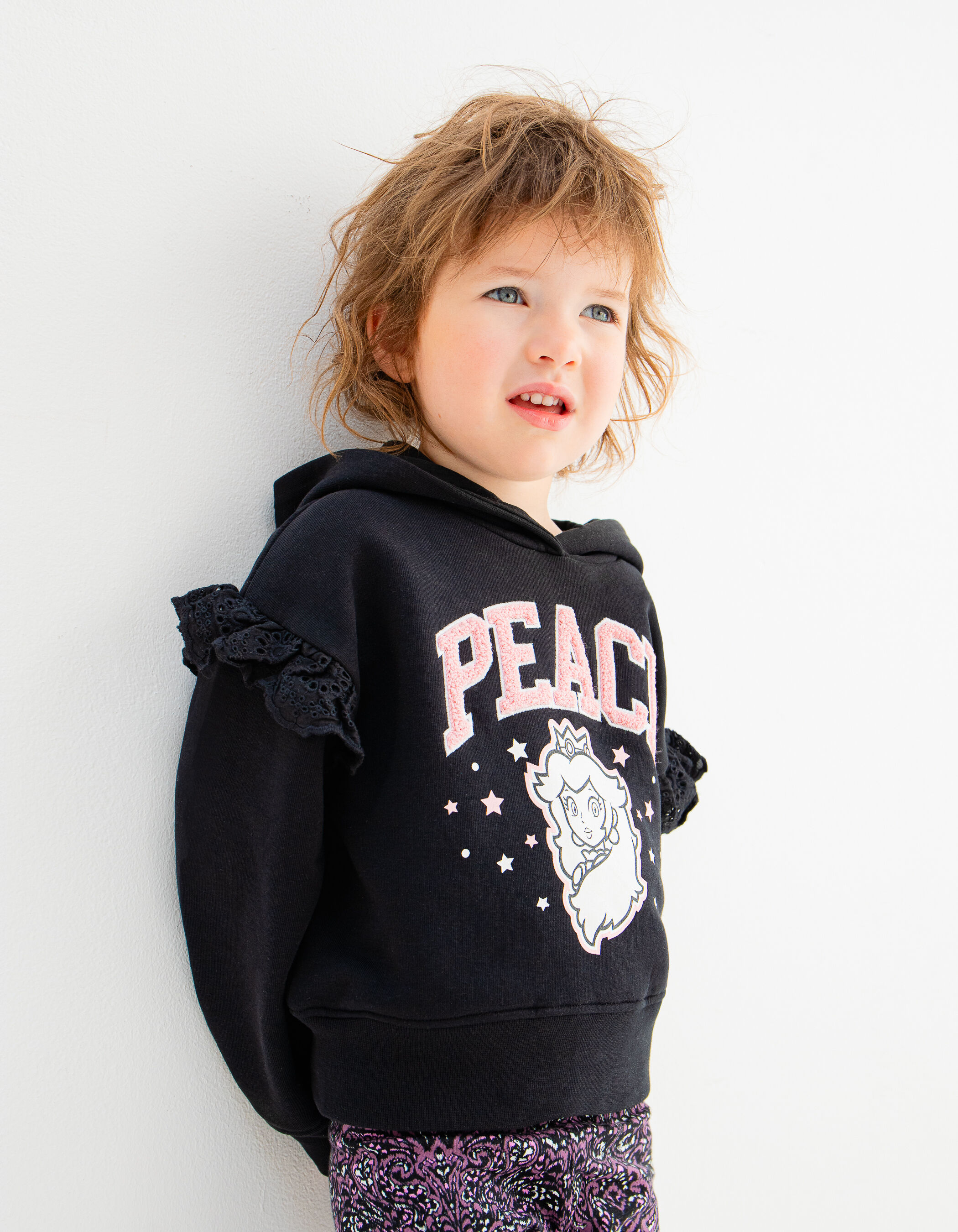 Girls black PRINCESS PEACH hoodie with Peach image IKKS