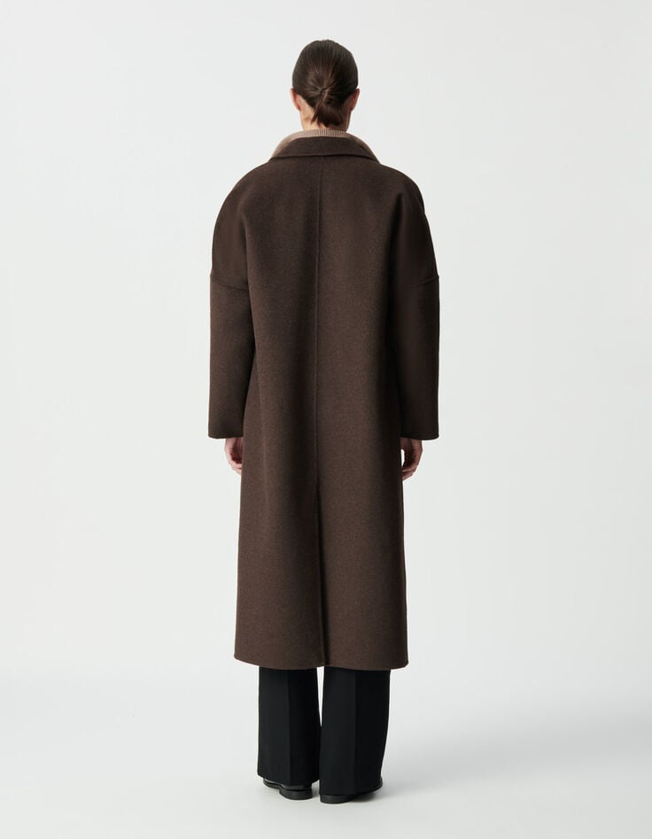 Women’s brown supple double-breasted long coat-5 Women’s brown supple double-breasted long coat-5