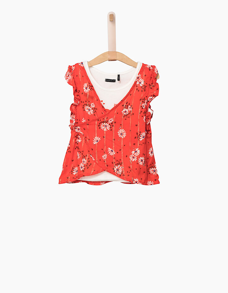 Girls' dark orange and white 2-in-1 vest top-3