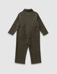 Kaki jumpsuit badges en borduursel babyjongens-3