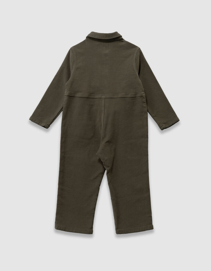 Kaki jumpsuit badges en borduursel babyjongens-3