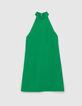 Robe menthe décor strass ton sur ton Femme-6