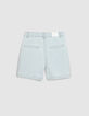 Short en jean bleu d&eacute;lav&eacute; maxi poches Femme-7