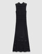 Black crochet-style knit midi dress-7
