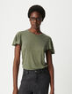 Women's khaki lurex knit tee-4