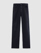 Jean droit noir délavé boutons apparents Femme-5
