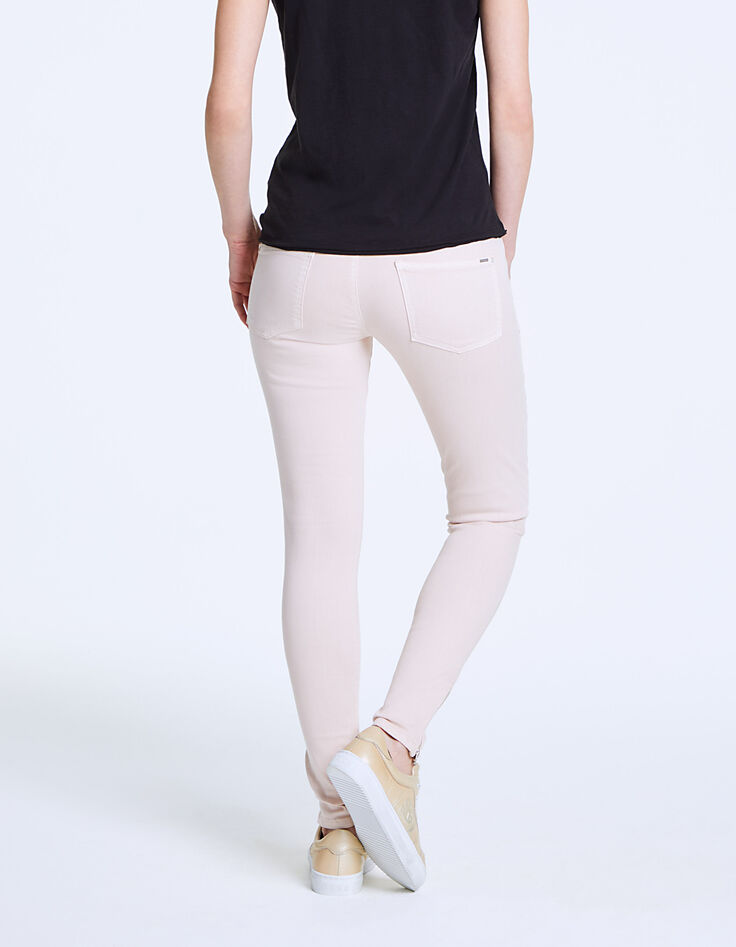 Jean slim rose, poches plaquées zippées femme-3