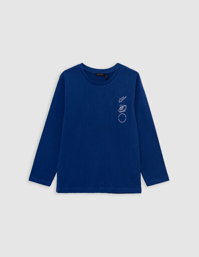 Boy's blue organic cotton T-shirt, K-comet logo on back - IKKS