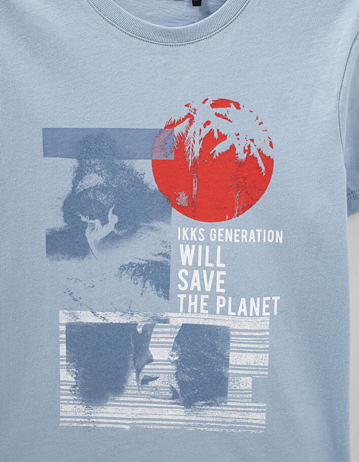 Boys’ sky blue surfer graphic T-shirt  - IKKS