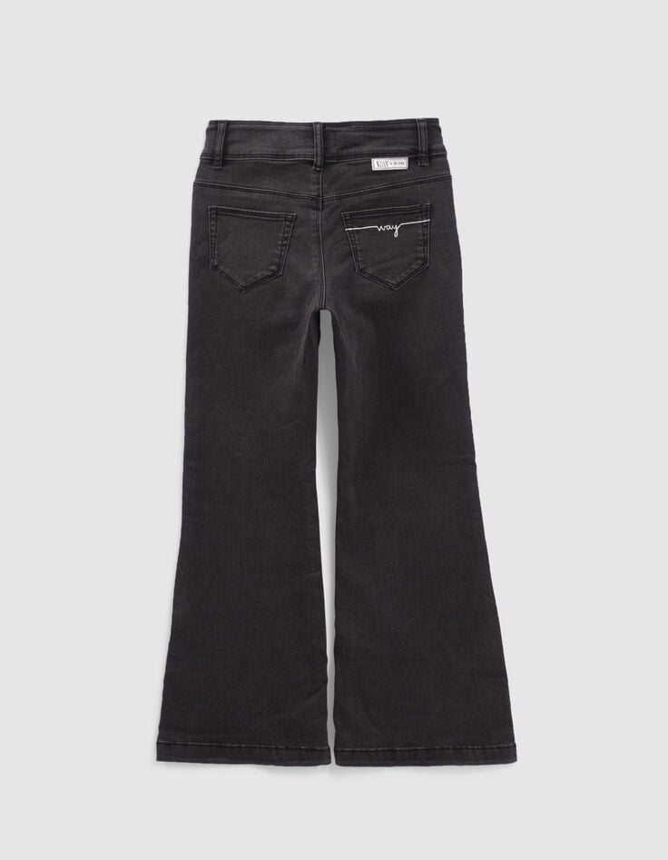 Vaqueros bootcut grises bolsillo detrás bordado niña-3