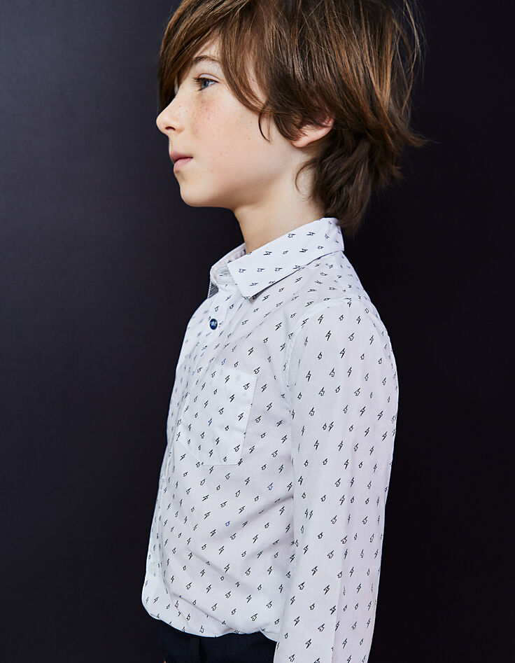 Boys’ white flash print shirt -2