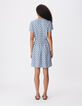 Women's blue floral print short dress-3