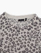 Girls’ medium grey marl leopard print sweater-3