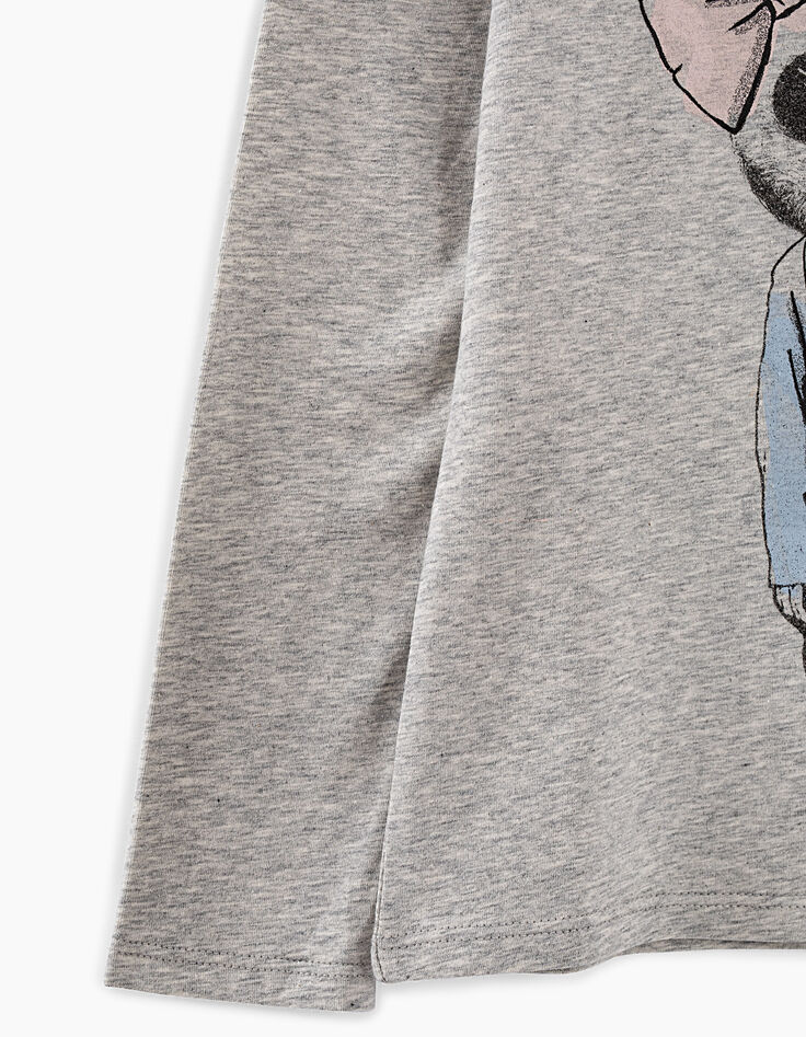 Tee-shirt gris chiné moyen visuel panda fille-5