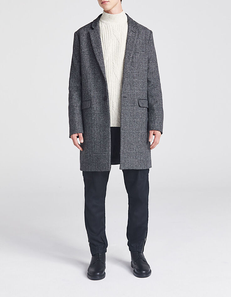 Manteau noir à carreaux Homme-7