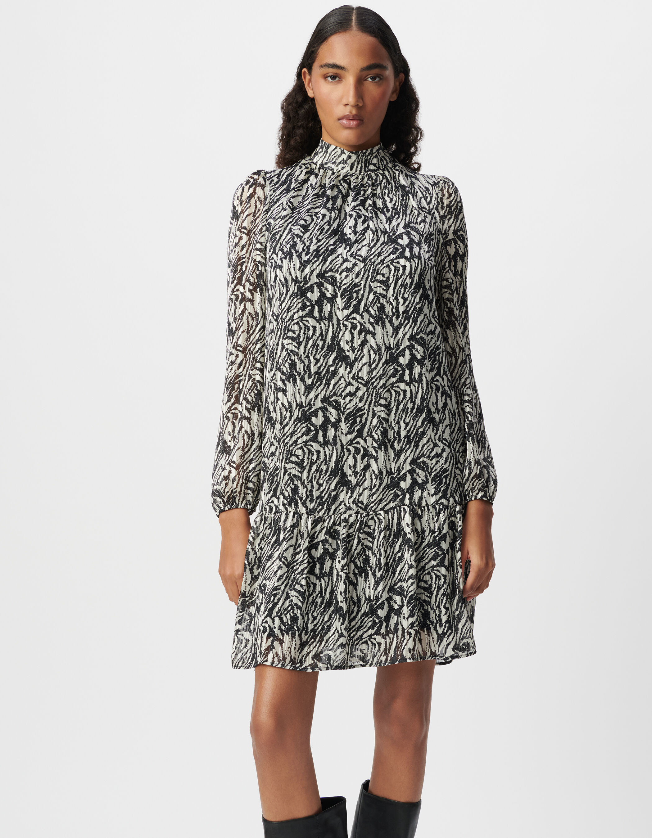Robe ivoire imprime zebre lurex Femme IKKS