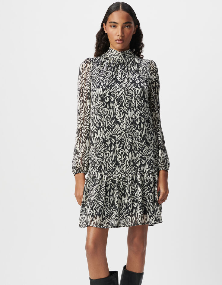Women's ivory lurex zebra print dress-4