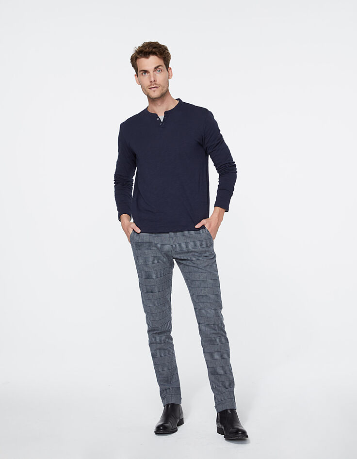 Men’s slate grey Prince of Wales check trousers-6