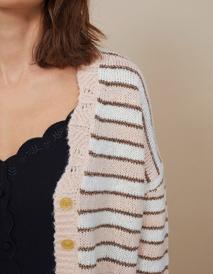 I.Code pink icing striped knit cardigan-4 I.Code pink icing striped knit cardigan-4