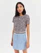 Women’s mixed fabric boat neck short dress-1