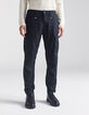 Pantalón battle CROPPED negro de lino y bajos elásticos Hombre-2