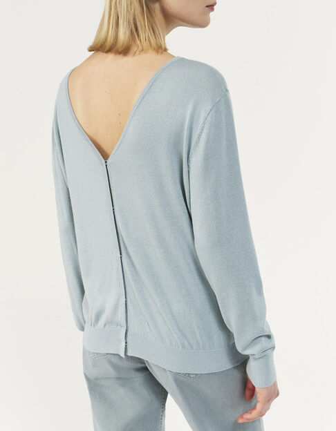 Pull coloris amande chevron bijoux manche dos ouvert femme