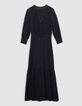 Zwarte lange jurk LENZING™ ECOVERO™ micro-kraag Dames-5