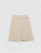 Beige plooirok wikkelmodel Dames-6