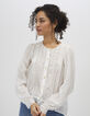Cremeweiße Bluse mit Stickerei I.Code-3