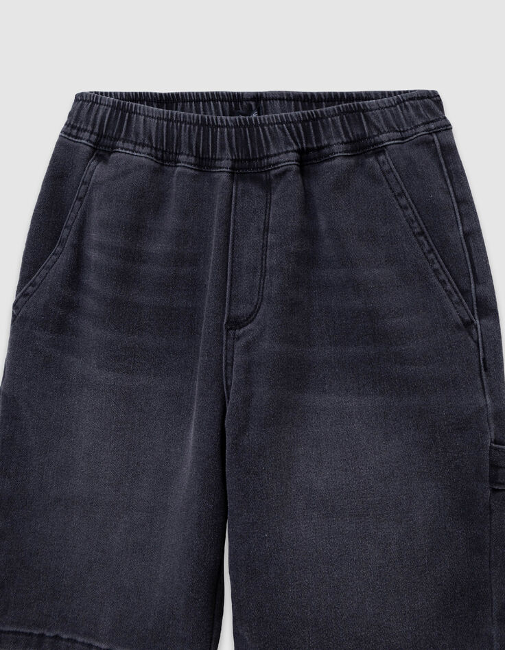 Grey denim shorts with elasticated waistband for boy-2