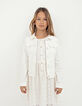 Veste en jean blanc cassé brodée fille-1