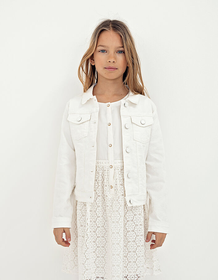 Chaqueta vaquera blanco bordada niña