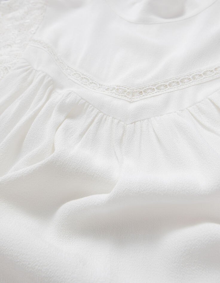 Kalkbeige top LENZING™ ECOVERO™ guipurekant Dames-9