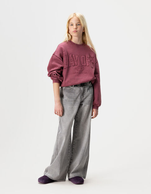Sweat bordeaux maxi typo brodée fille - IKKS