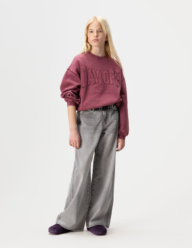 Sweat bordeaux maxi typo brodée fille-3 Sweat bordeaux maxi typo brodée fille-3