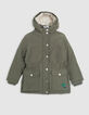 3-in-1-Parka für Mädchen – Khaki und Silber-4