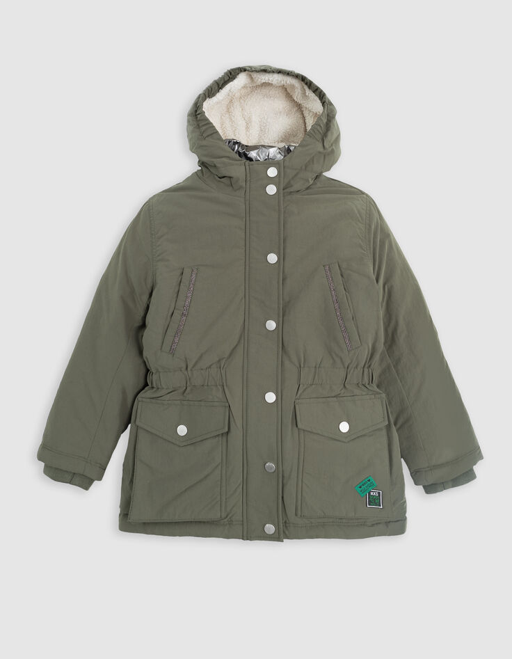 3-in-1-Parka für Mädchen – Khaki und Silber-4