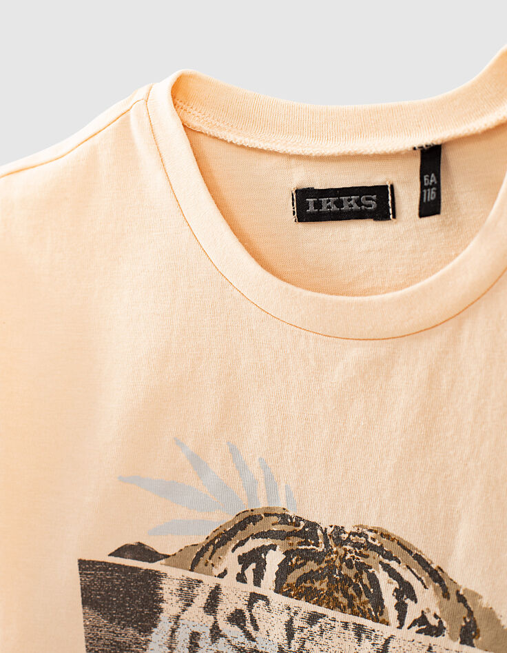 Jungen-T-Shirt mit Tiger-Motiv, Bio, in Peach -6
