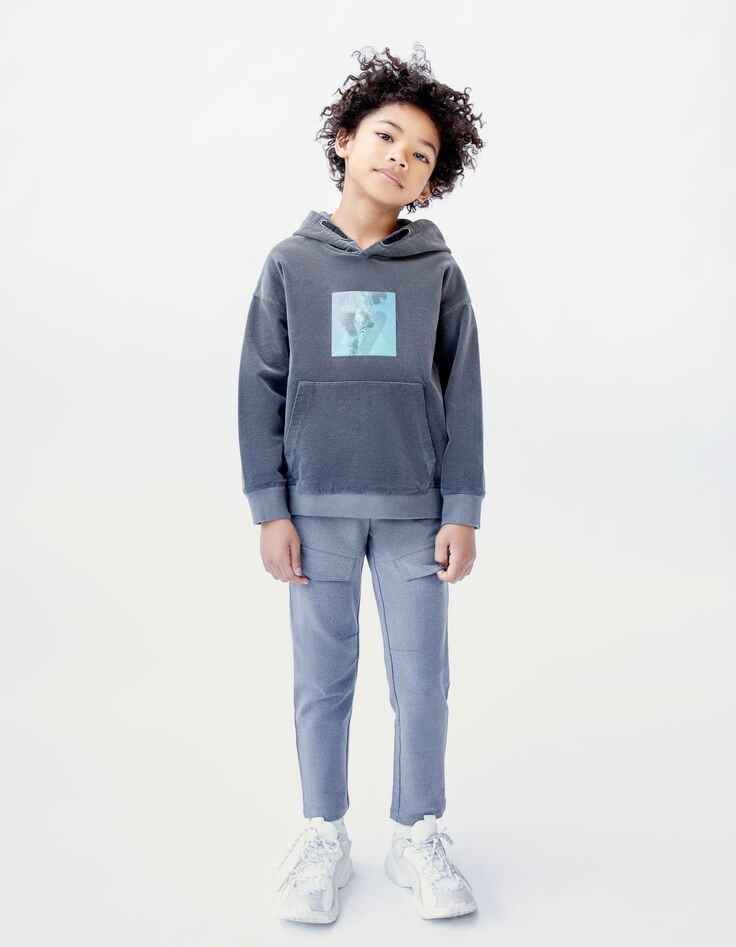 Boys’ grey BAGGY trousers with combat pockets-2